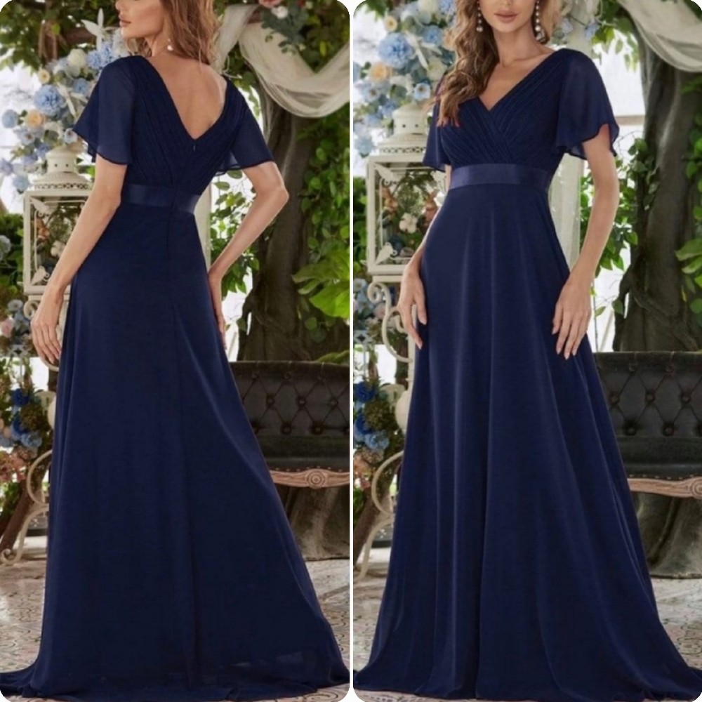 SOLD Ever Pretty navy blue long formal A line maxi prom Bridesmaid dress XL - Picture 8 of 17